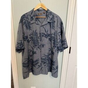 Cafe Luna Men's Blue Tropical Flower Print Short Sleeve Shirt Size 3XL (W40)